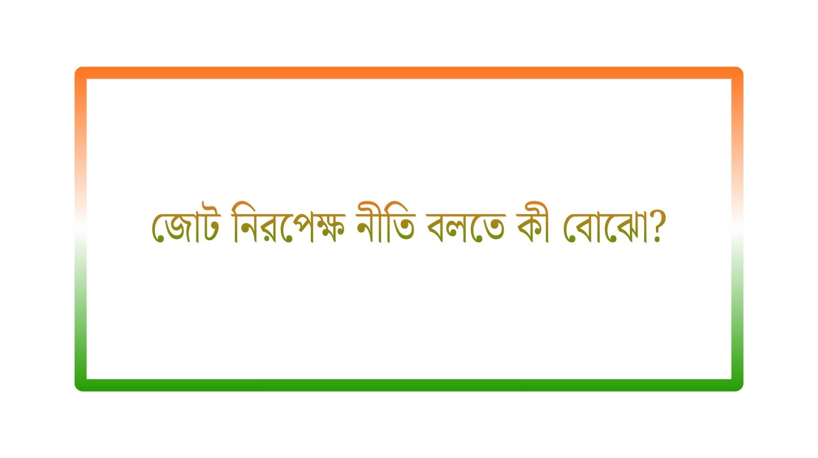জোট নিরপেক্ষ নীতি বলতে কী বোঝো?